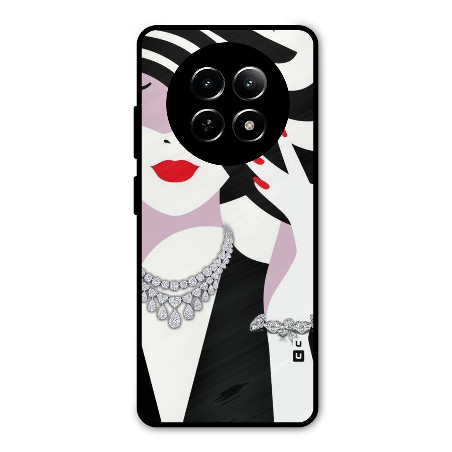 Women Beauty Metal Back Case for Realme Narzo 70x 5G