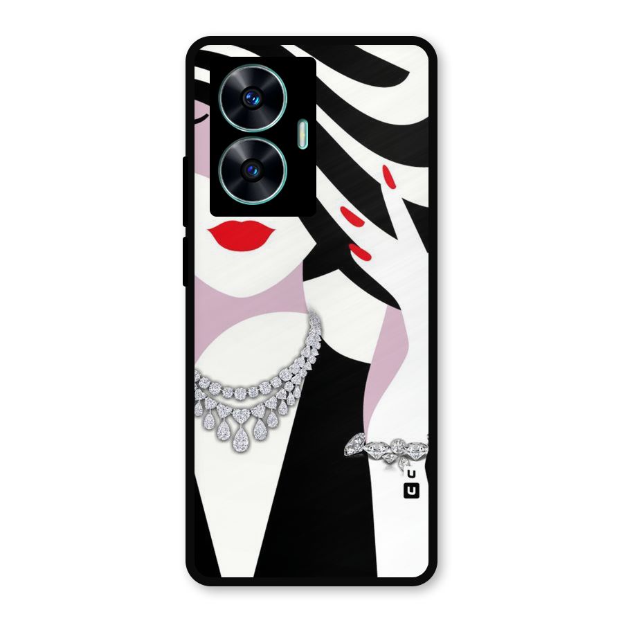 Women Beauty Metal Back Case for Realme Narzo N55