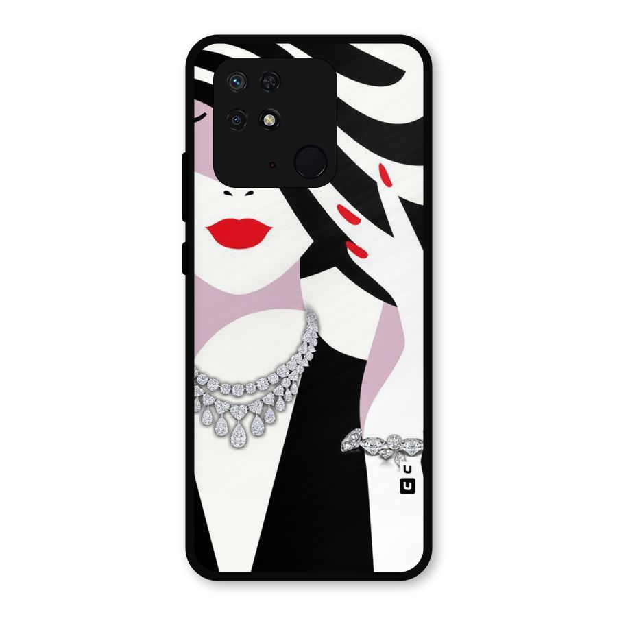 Women Beauty Metal Back Case for Redmi 10 Power