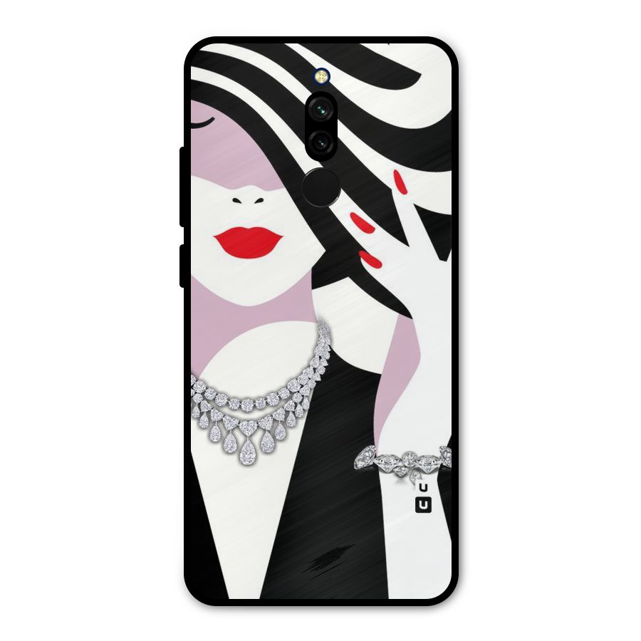Women Beauty Metal Back Case for Redmi 8