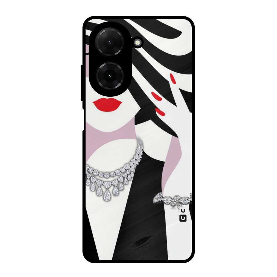 Women Beauty Metal Back Case for Redmi A5 4G
