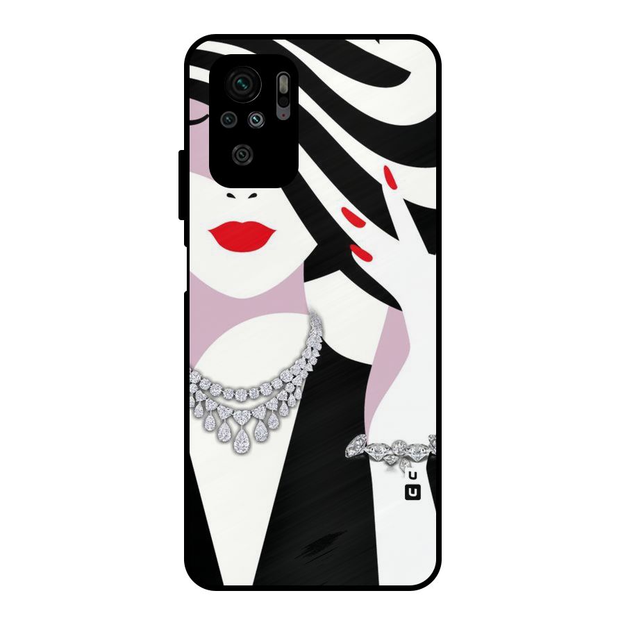Women Beauty Metal Back Case for Redmi Note 10S