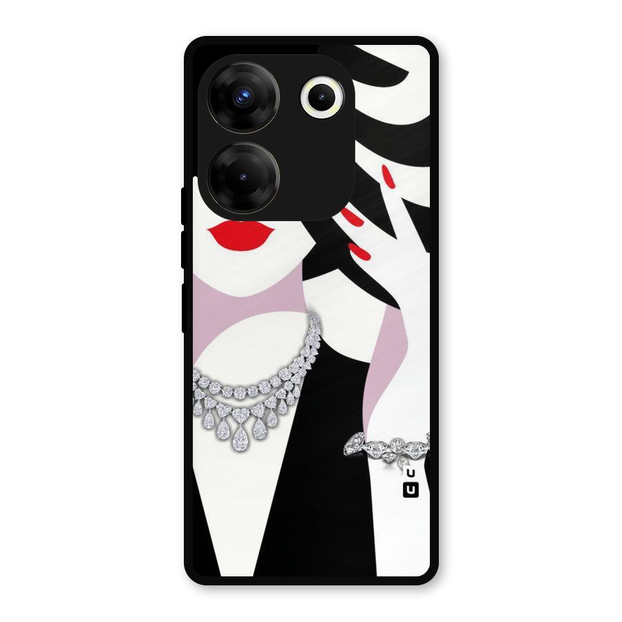 Women Beauty Metal Back Case for Tecno Camon 20 Pro