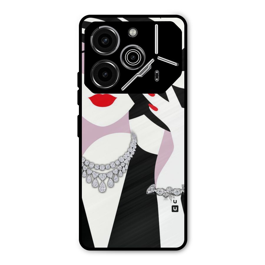 Women Beauty Metal Back Case for Tecno Pova 6 Pro