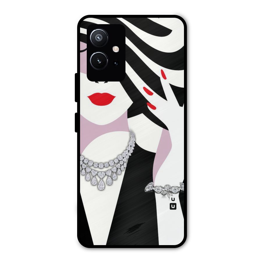 Women Beauty Metal Back Case for Vivo T1 5G