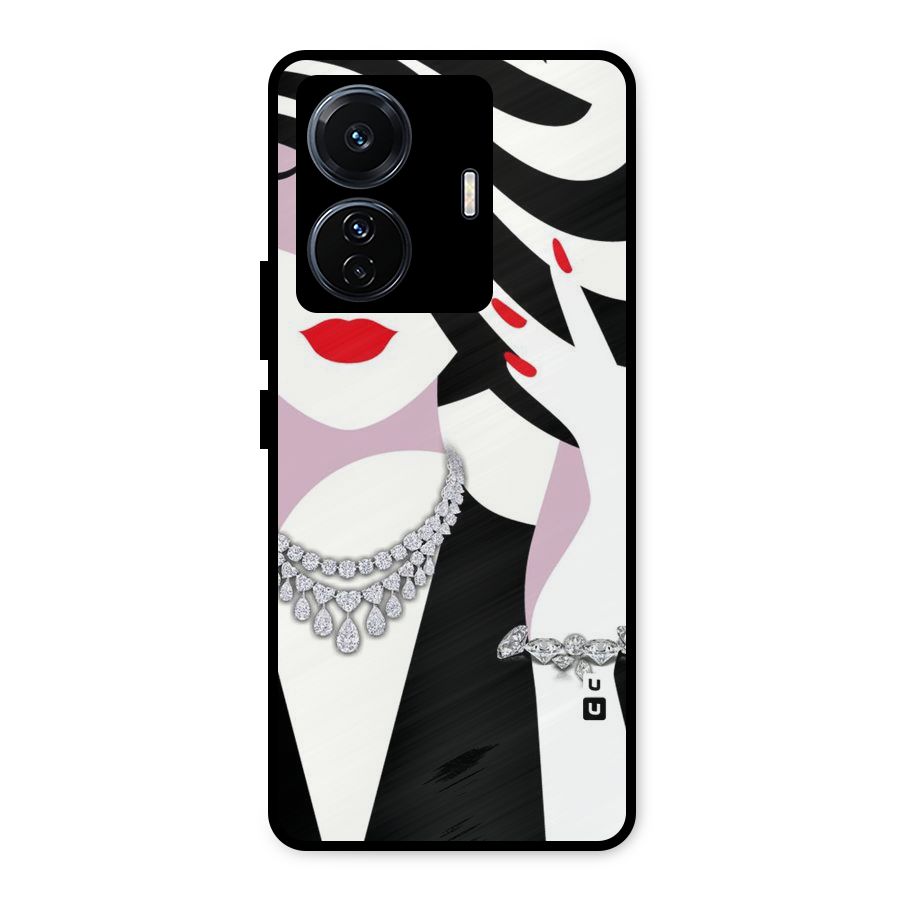 Women Beauty Metal Back Case for Vivo T1 Pro
