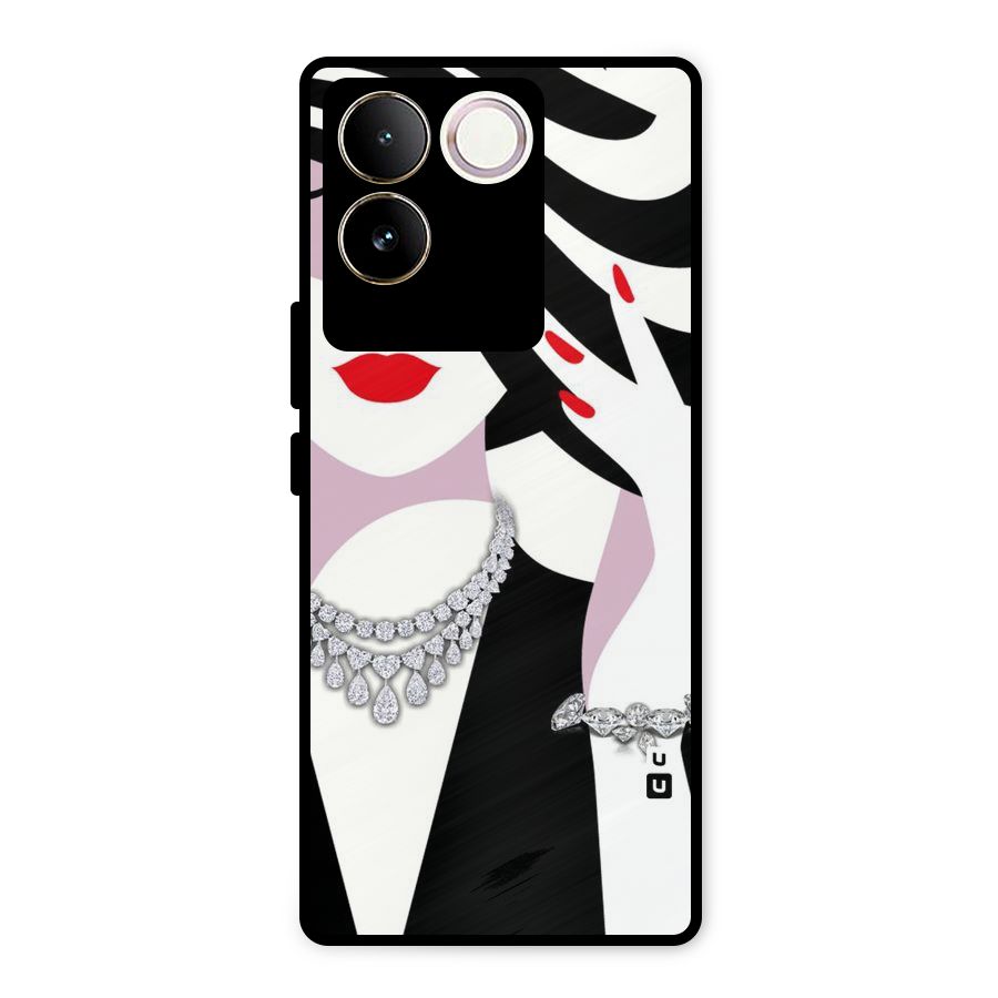 Women Beauty Metal Back Case for Vivo T2 Pro