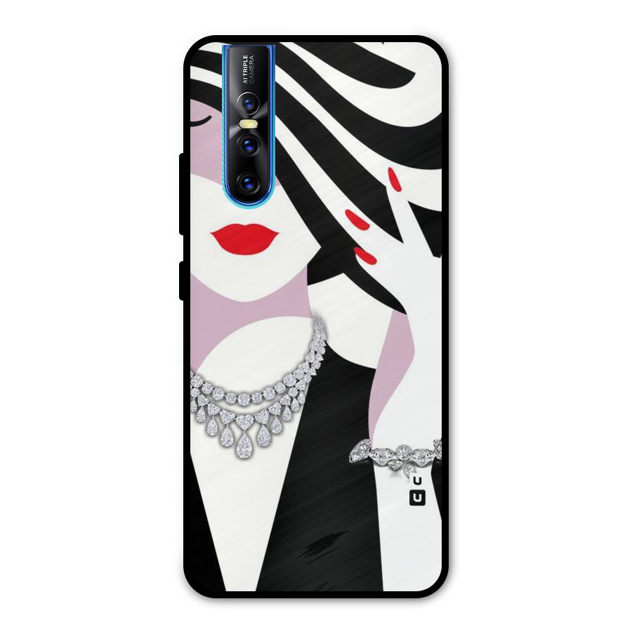 Women Beauty Metal Back Case for Vivo V15 Pro