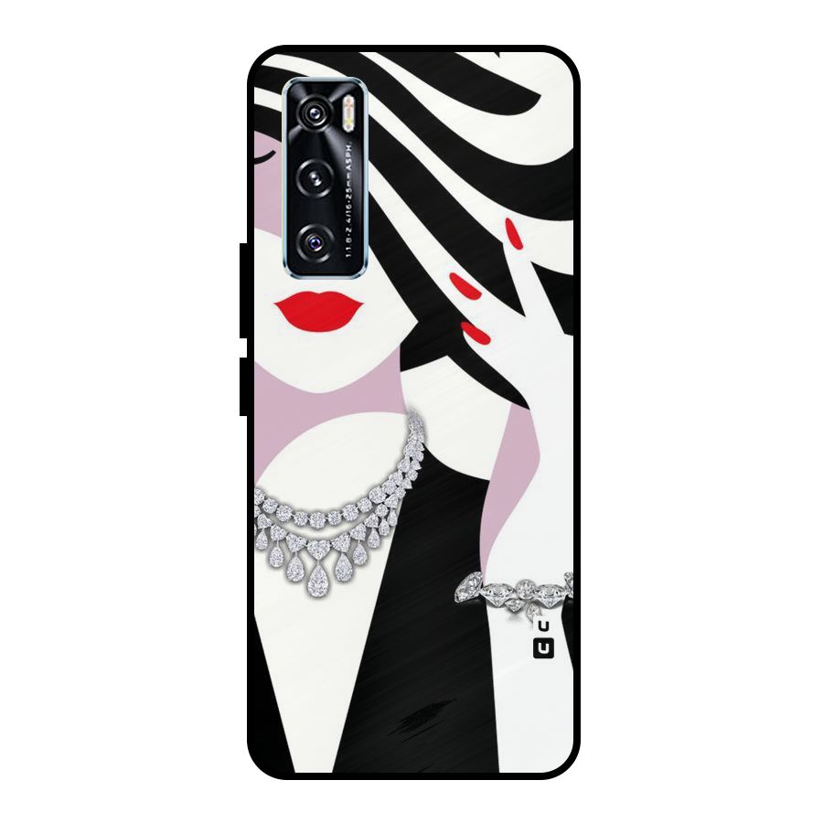 Women Beauty Metal Back Case for Vivo V20 SE