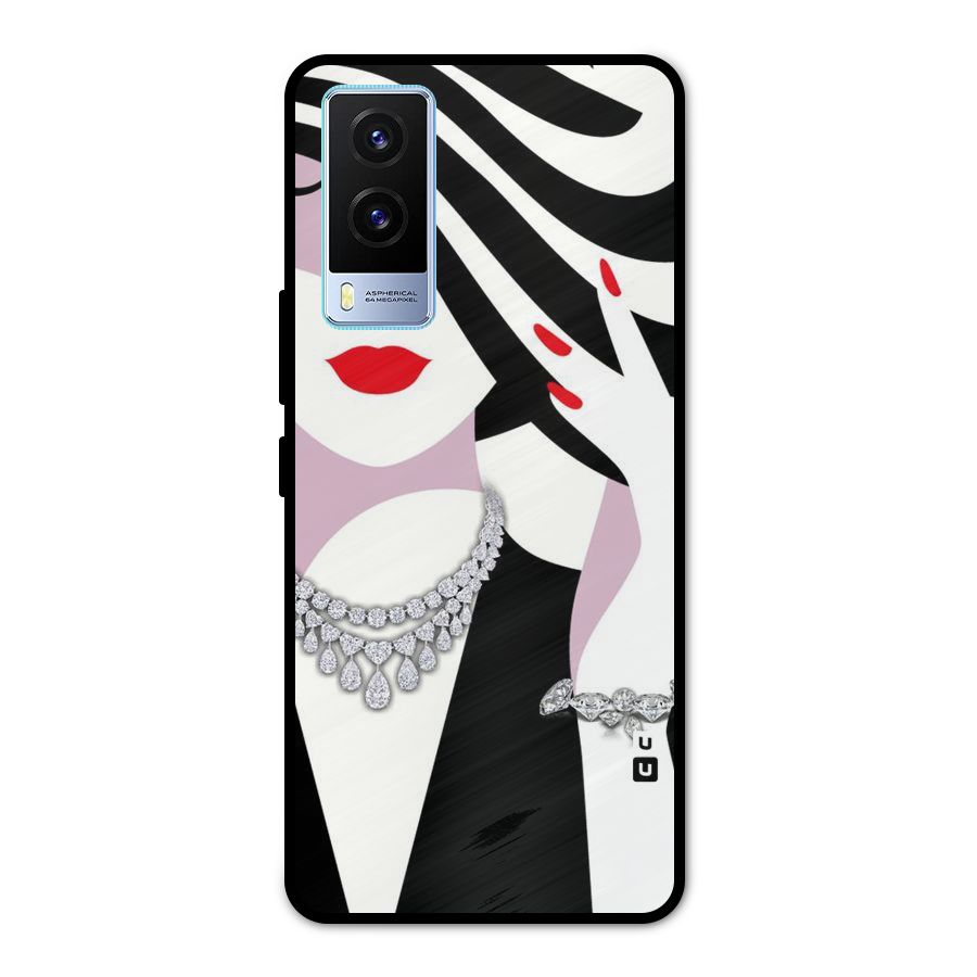 Women Beauty Metal Back Case for Vivo V21e 5G