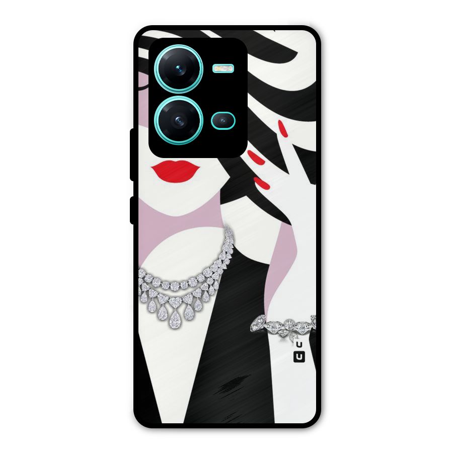 Women Beauty Metal Back Case for Vivo V25