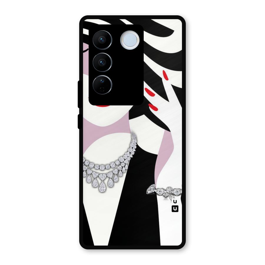 Women Beauty Metal Back Case for Vivo V27