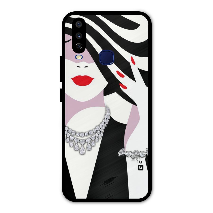 Women Beauty Metal Back Case for Vivo Y15