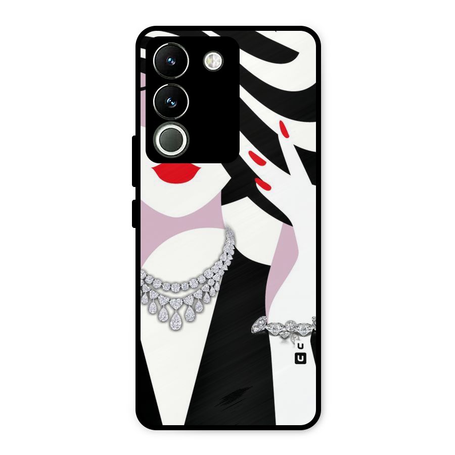 Women Beauty Metal Back Case for Vivo Y200