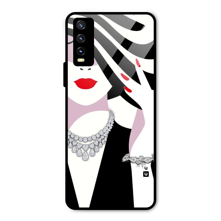 Women Beauty Metal Back Case for Vivo Y20 2021
