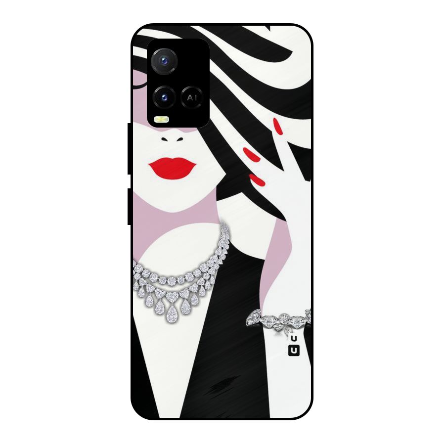 Women Beauty Metal Back Case for Vivo Y21T