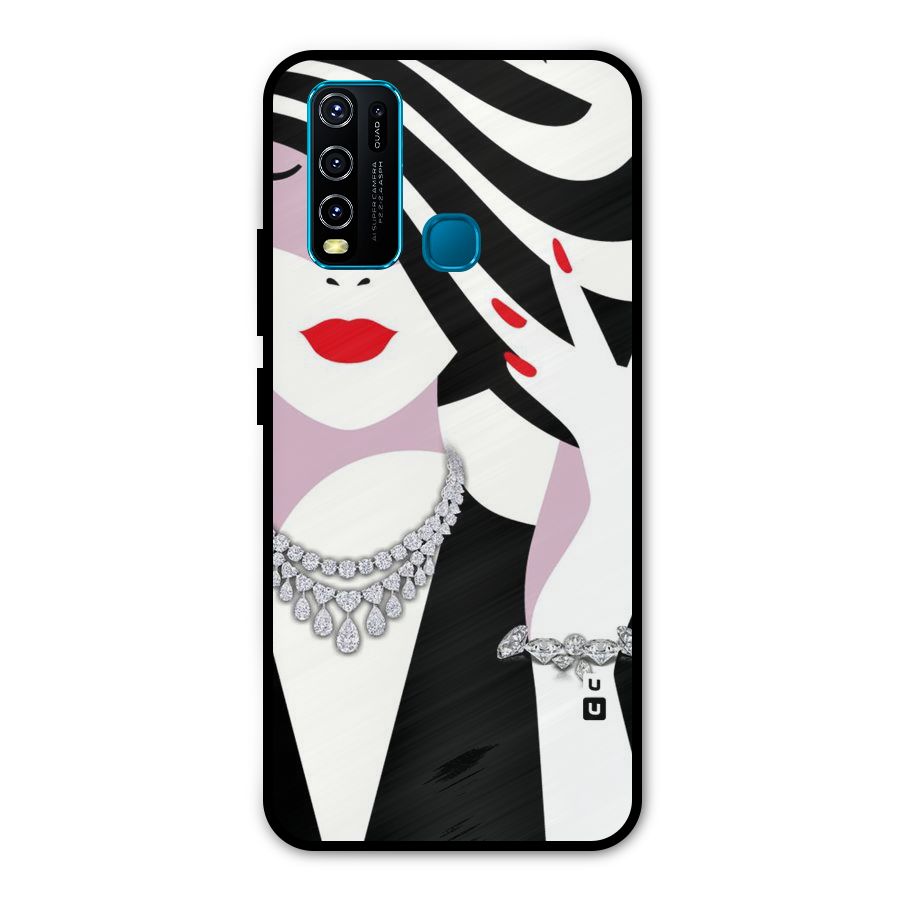 Women Beauty Metal Back Case for Vivo Y30