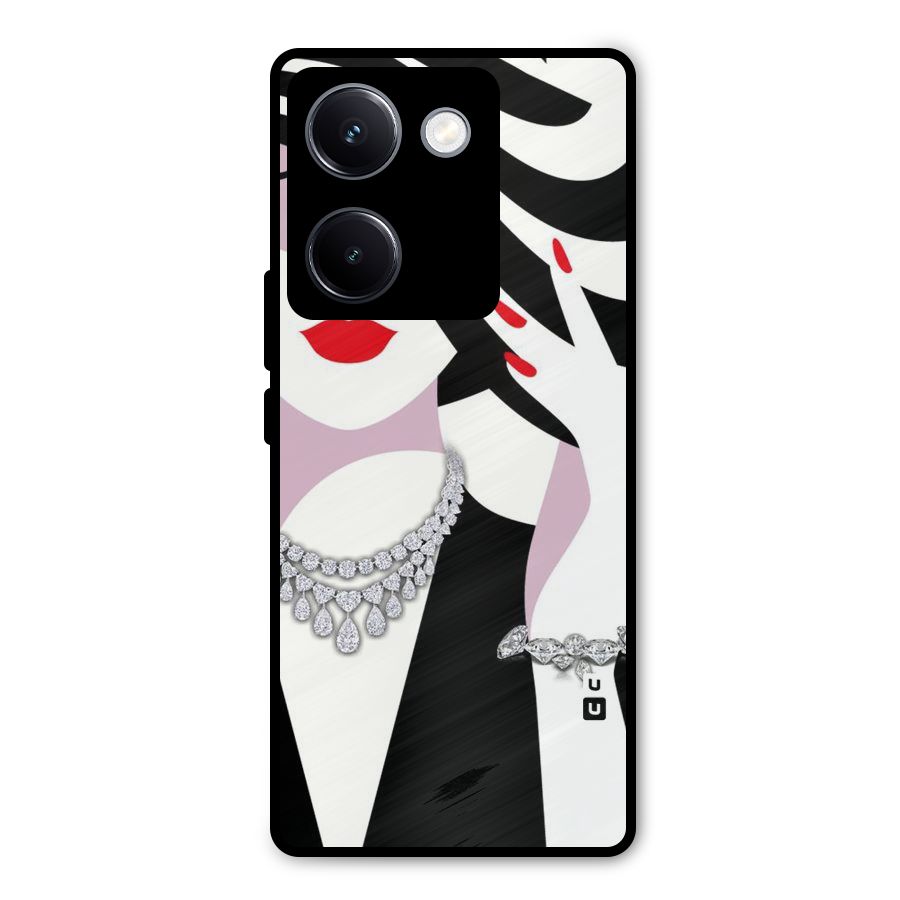 Women Beauty Metal Back Case for Vivo Y300 Plus