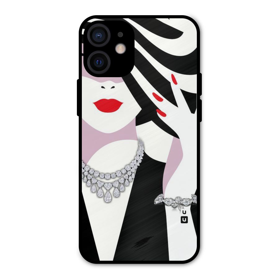 Women Beauty Metal Back Case for iPhone 12 Mini