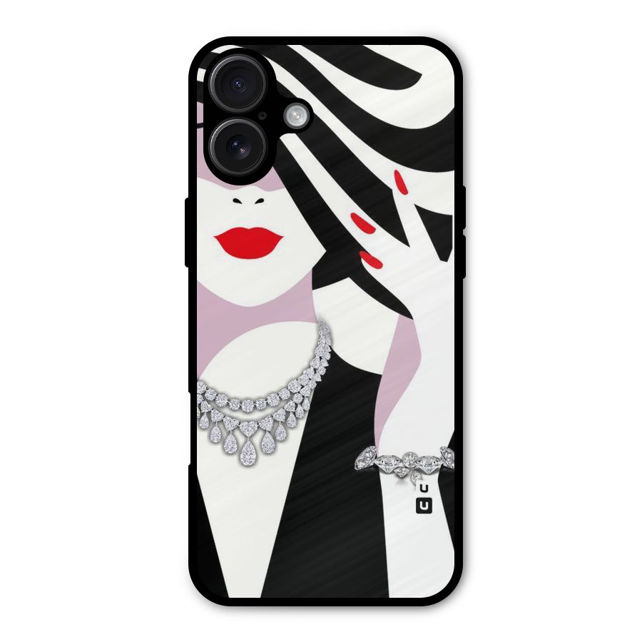 Women Beauty Metal Back Case for iPhone 16 Plus
