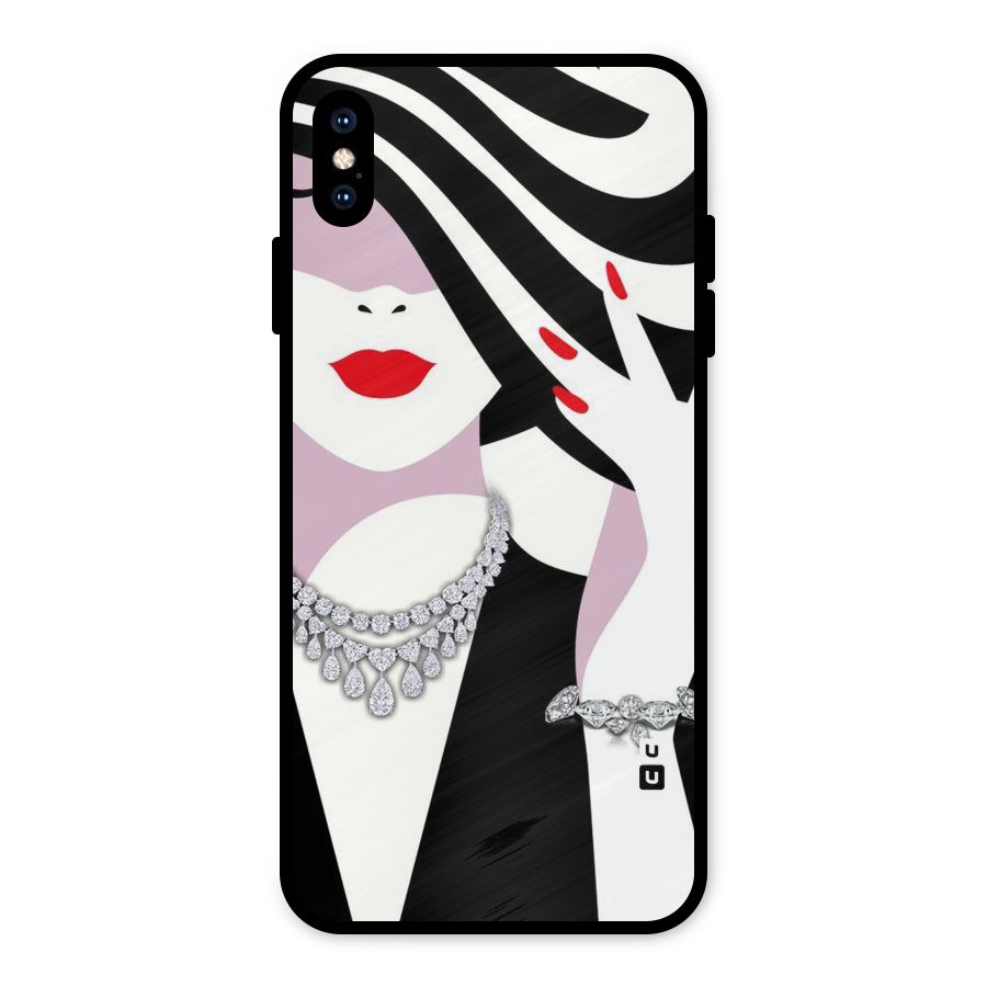 Women Beauty Metal Back Case for iPhone XS Max