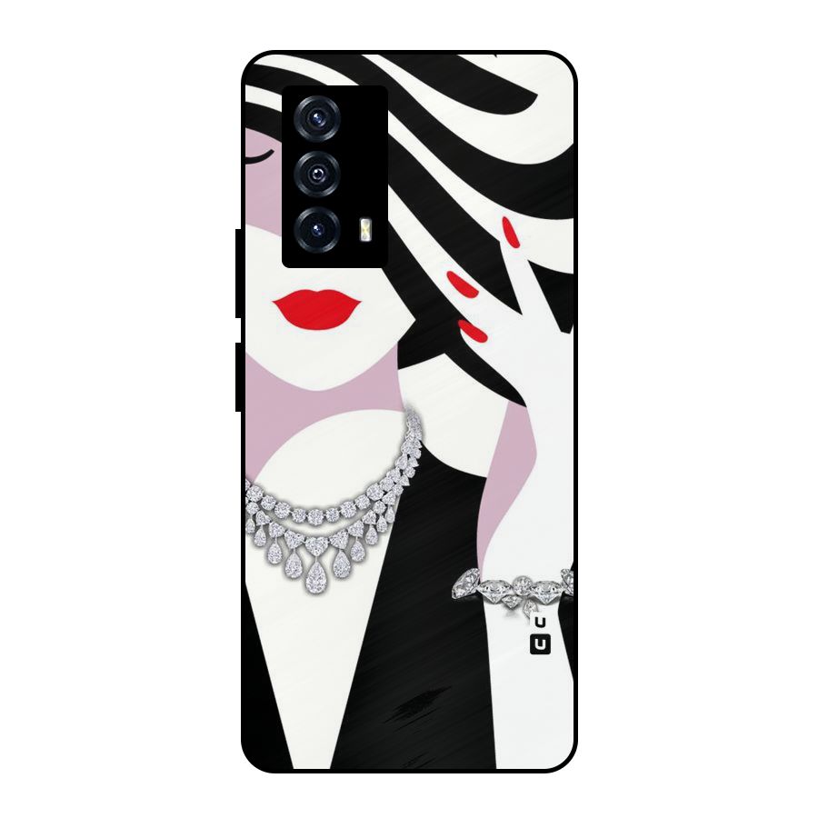Women Beauty Metal Back Case for iQOO Z5