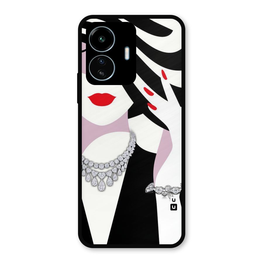Women Beauty Metal Back Case for vivo iQOO Z6 Lite 5G