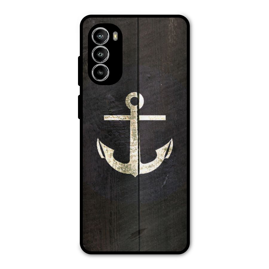 Wood Anchor Metal Back Case for Moto G52
