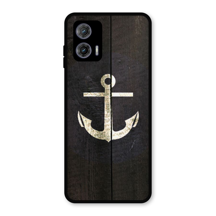Wood Anchor Metal Back Case for Moto G73