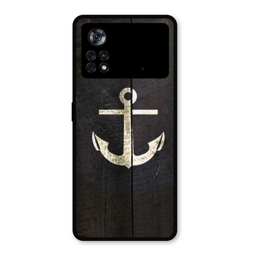 Wood Anchor Metal Back Case for Poco X4 Pro 5G