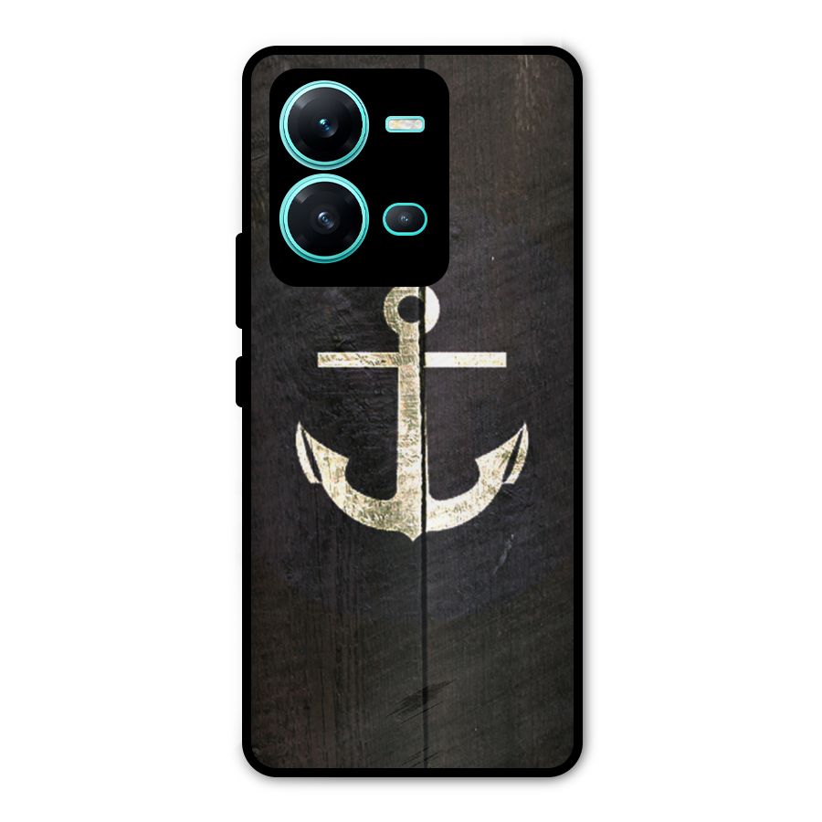 Wood Anchor Metal Back Case for Vivo V25