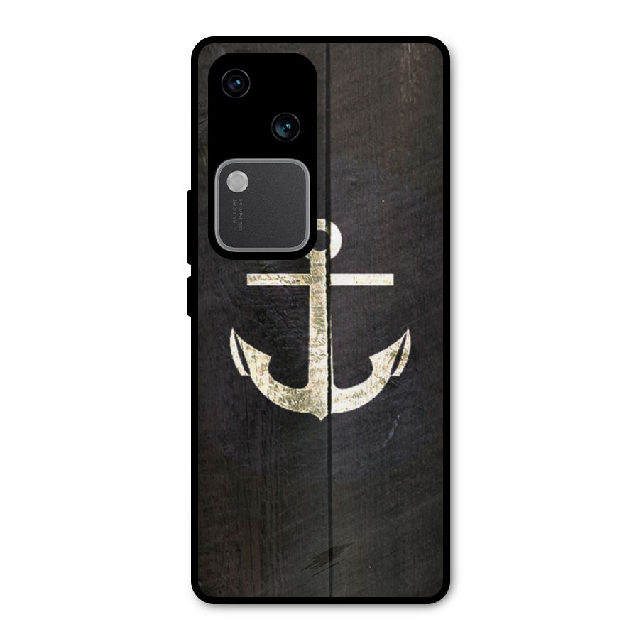 Wood Anchor Metal Back Case for Vivo V30 Pro