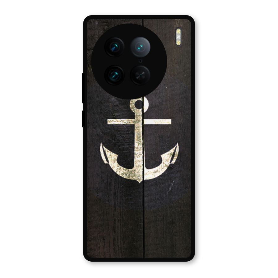 Wood Anchor Metal Back Case for Vivo X90 Pro