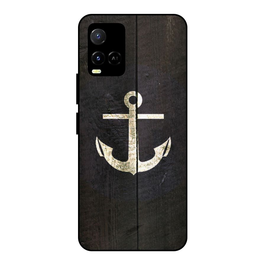 Wood Anchor Metal Back Case for Vivo Y21A
