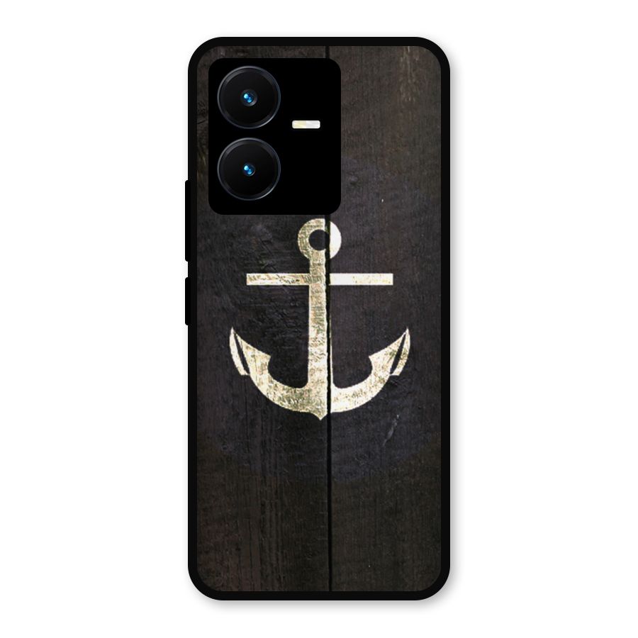 Wood Anchor Metal Back Case for Vivo Y22s