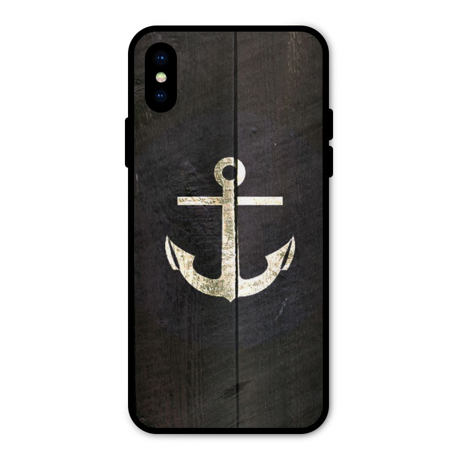 Wood Anchor Metal Back Case for iPhone XS