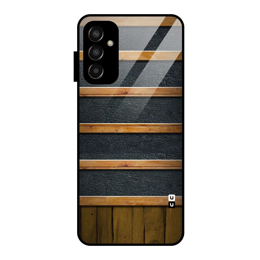 Wood Design Glass Back Case for Galaxy F13