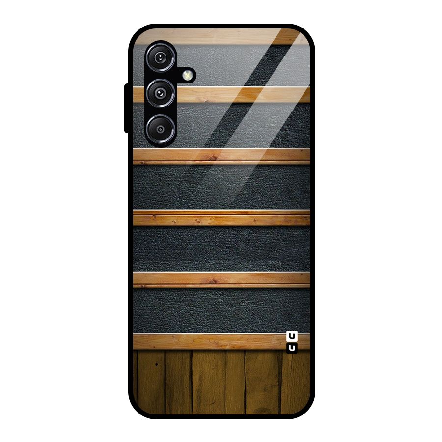 Wood Design Glass Back Case for Galaxy M34 5G