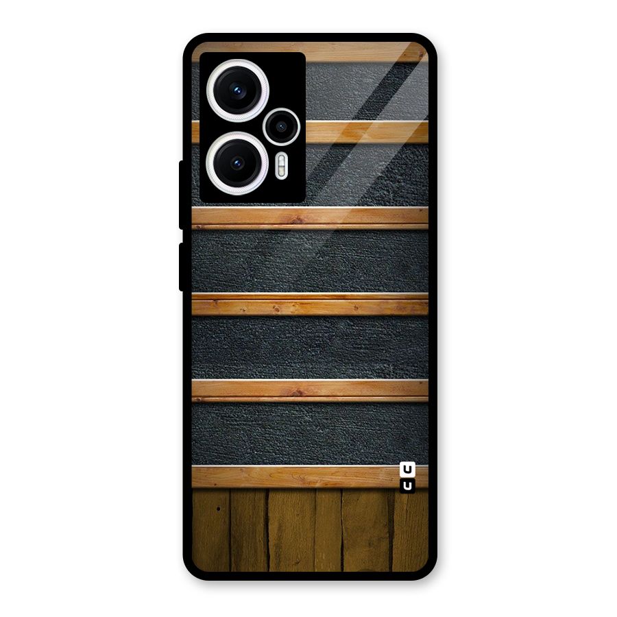 Wood Design Glass Back Case for Poco F5