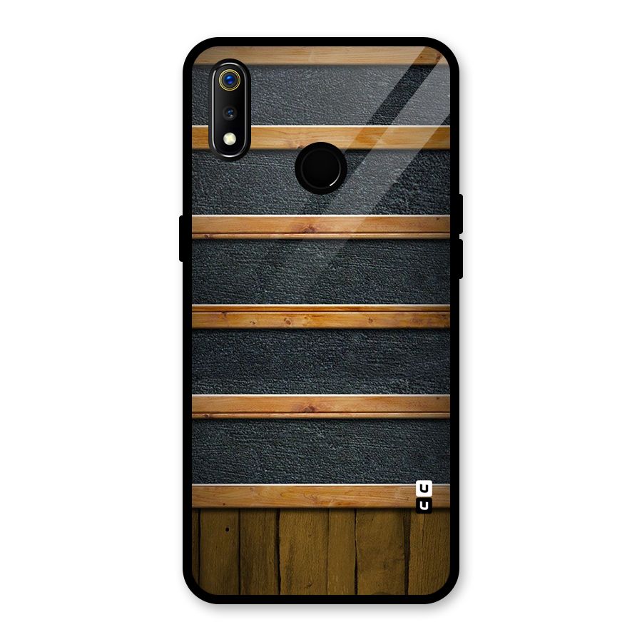 Wood Design Glass Back Case for Realme 3