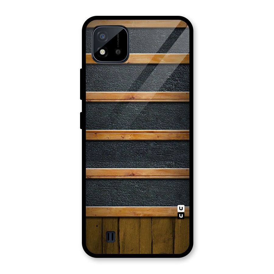Wood Design Glass Back Case for Realme C11 2021