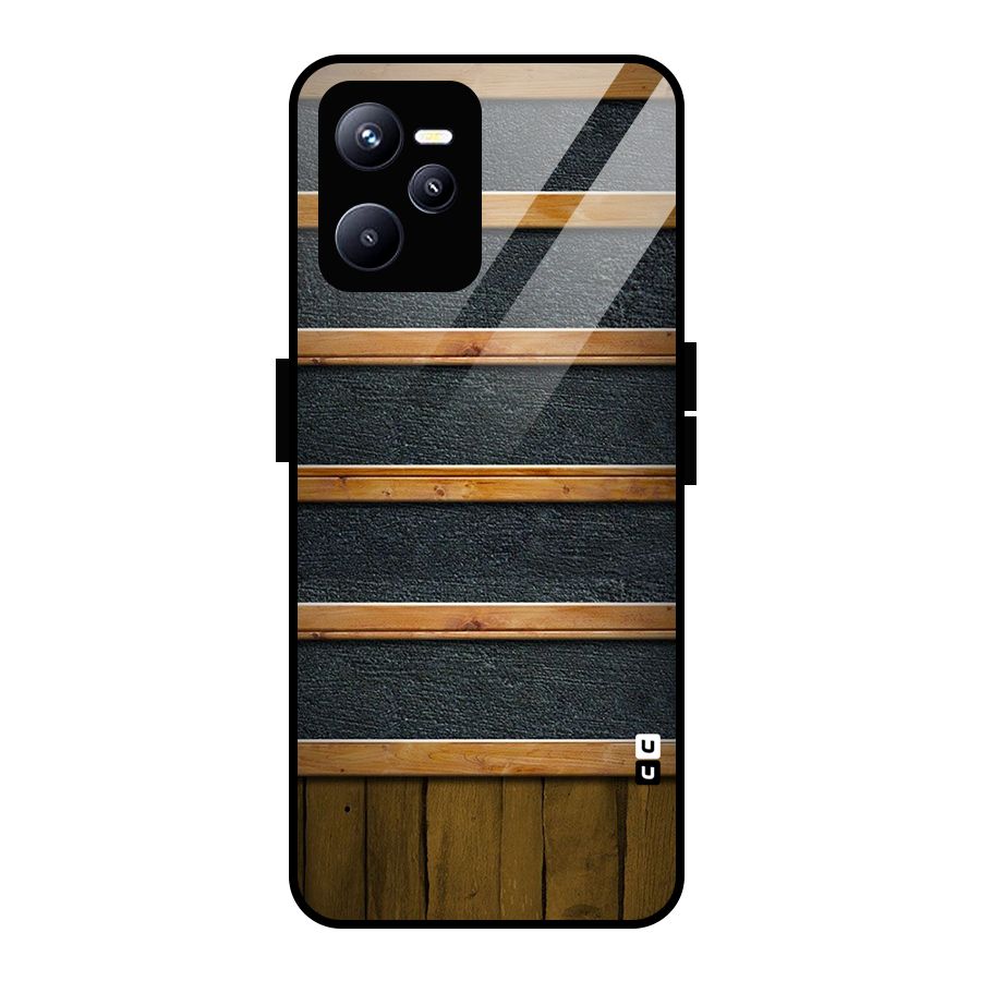Wood Design Glass Back Case for Realme C35