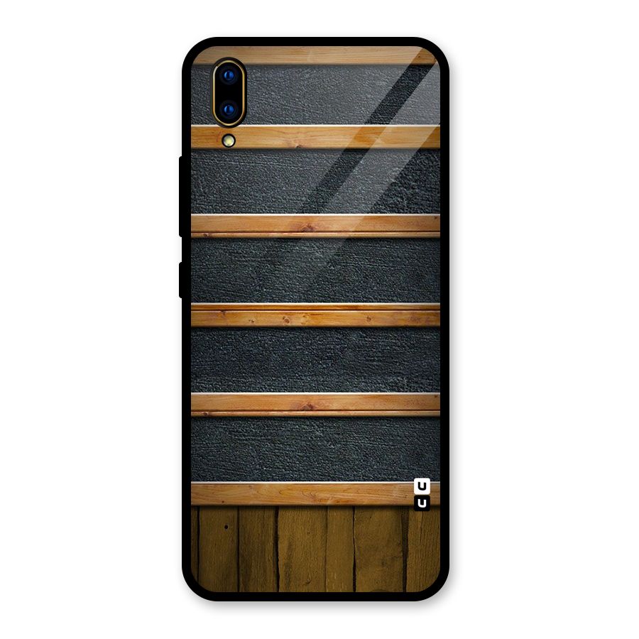Wood Design Glass Back Case for Vivo V11 Pro