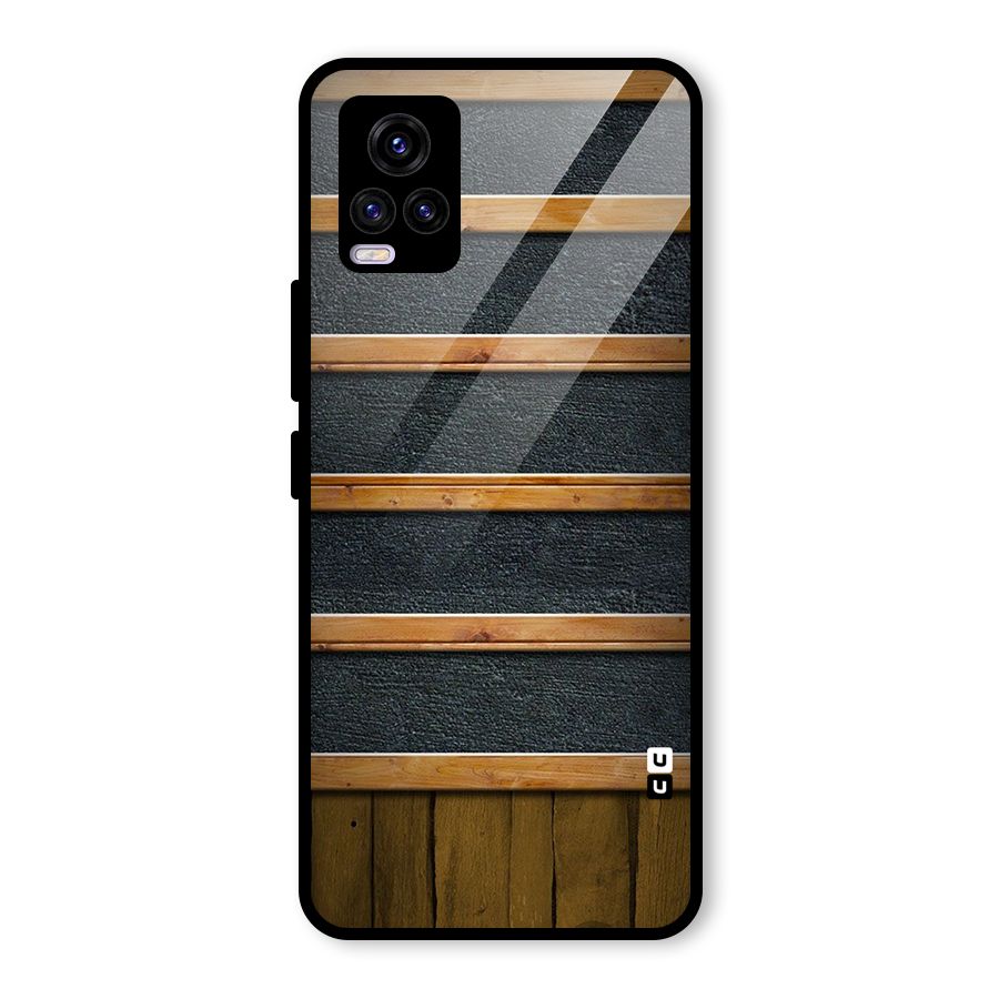 Wood Design Glass Back Case for Vivo V20 2021