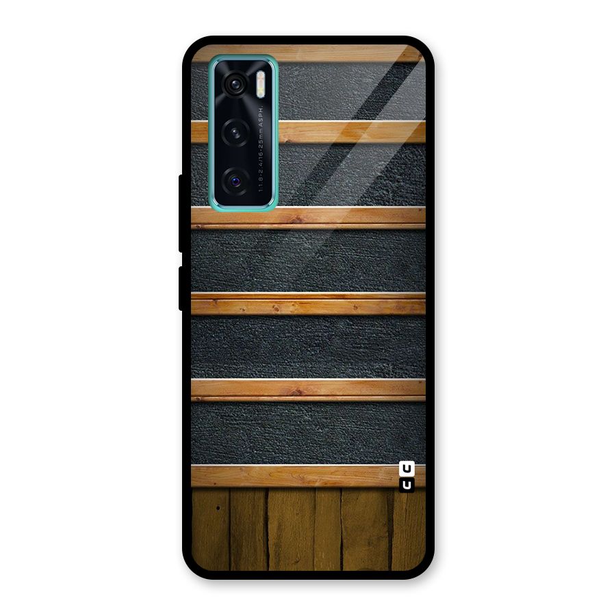 Wood Design Glass Back Case for Vivo V20 SE