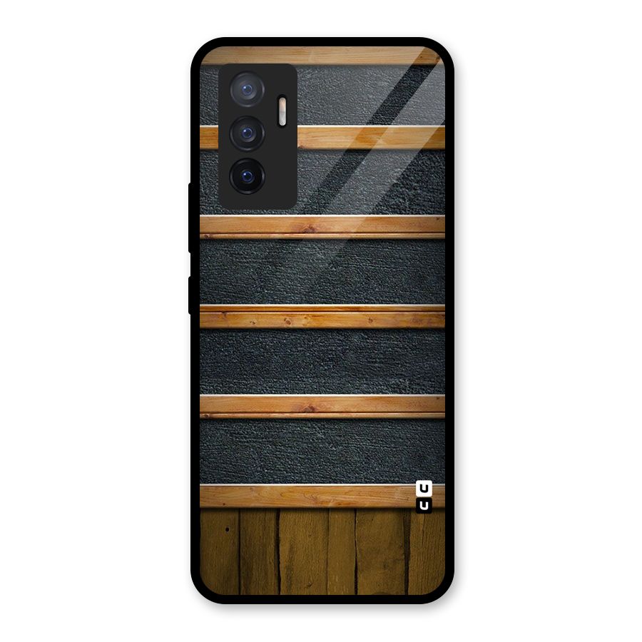 Wood Design Glass Back Case for Vivo V23e