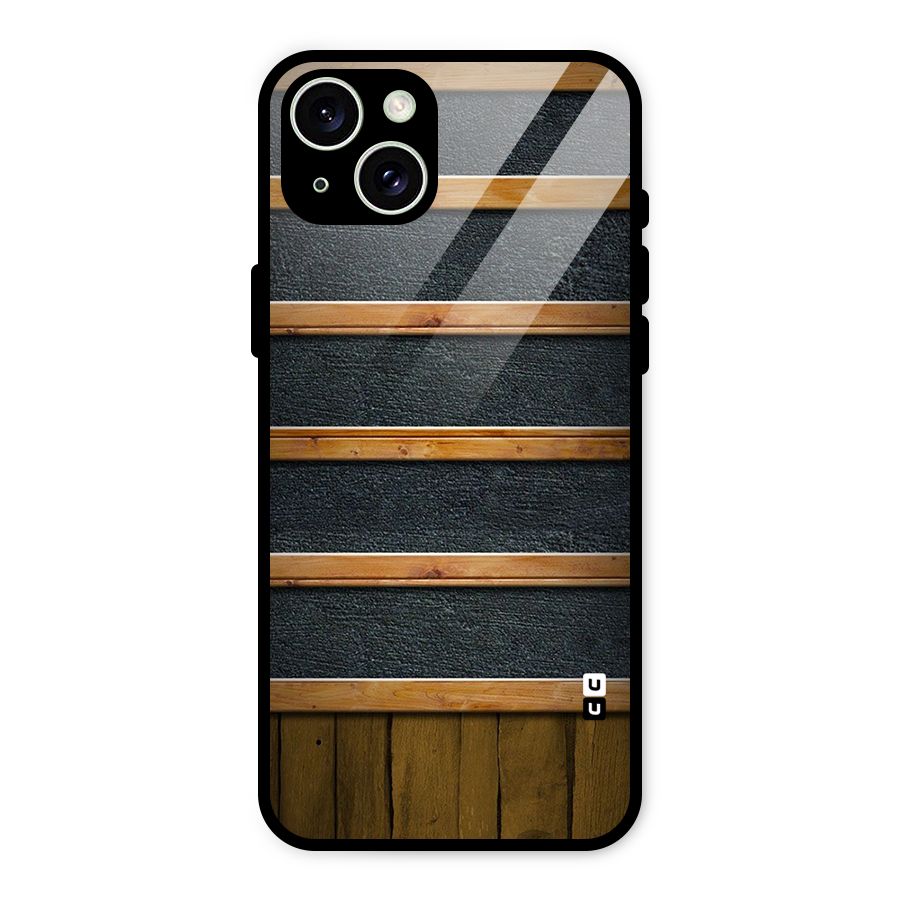 Wood Design Glass Back Case for iPhone 15 Plus
