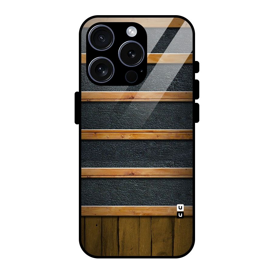 Wood Design Glass Back Case for iPhone 15 Pro