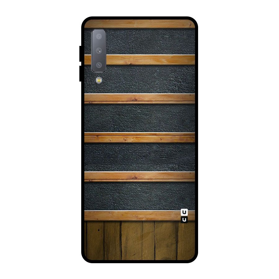 Wood Design Metal Back Case for Galaxy A7 (2018)