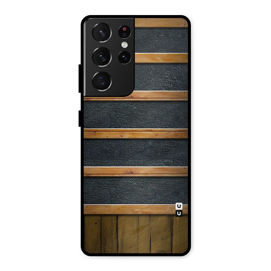 Wood Design Metal Back Case for Galaxy S21 Ultra 5G